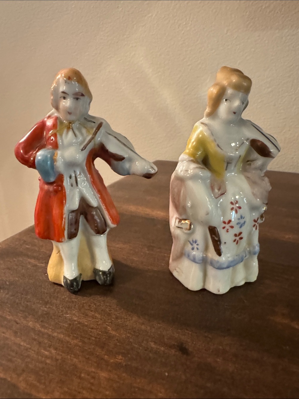 Hand Painted Made in Occupied Japan Man & Woman Violinist Colonial